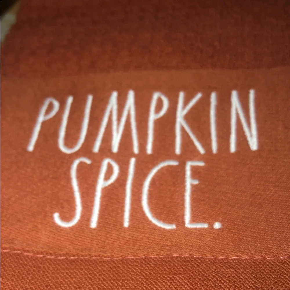 Rae Dunn PUMPKIN SPICE AND EVERYTHING NICE Set of 3 Embroidered Kitchen Towels